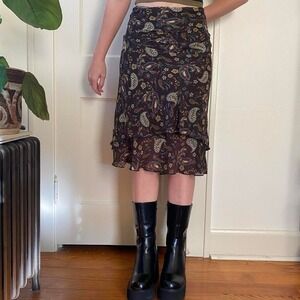 Vintage 90s y2k brown midi skirt